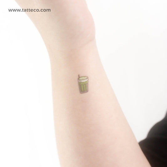Tiny Matcha Latte Temporary Tattoo - Set of 3