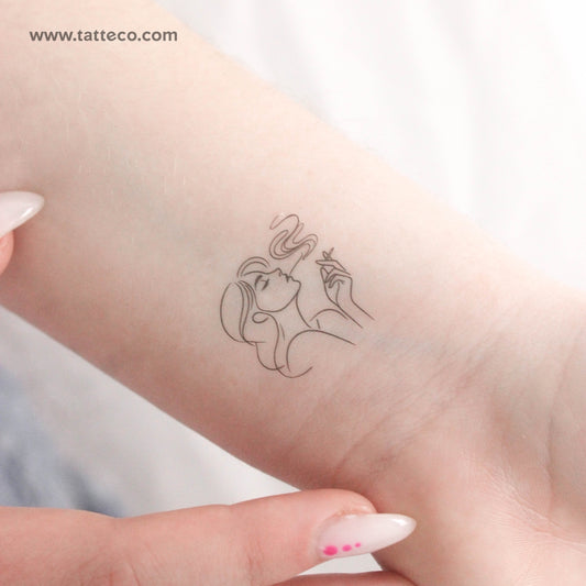 Tatuaje temporal de mujer fumando (juego de 3)