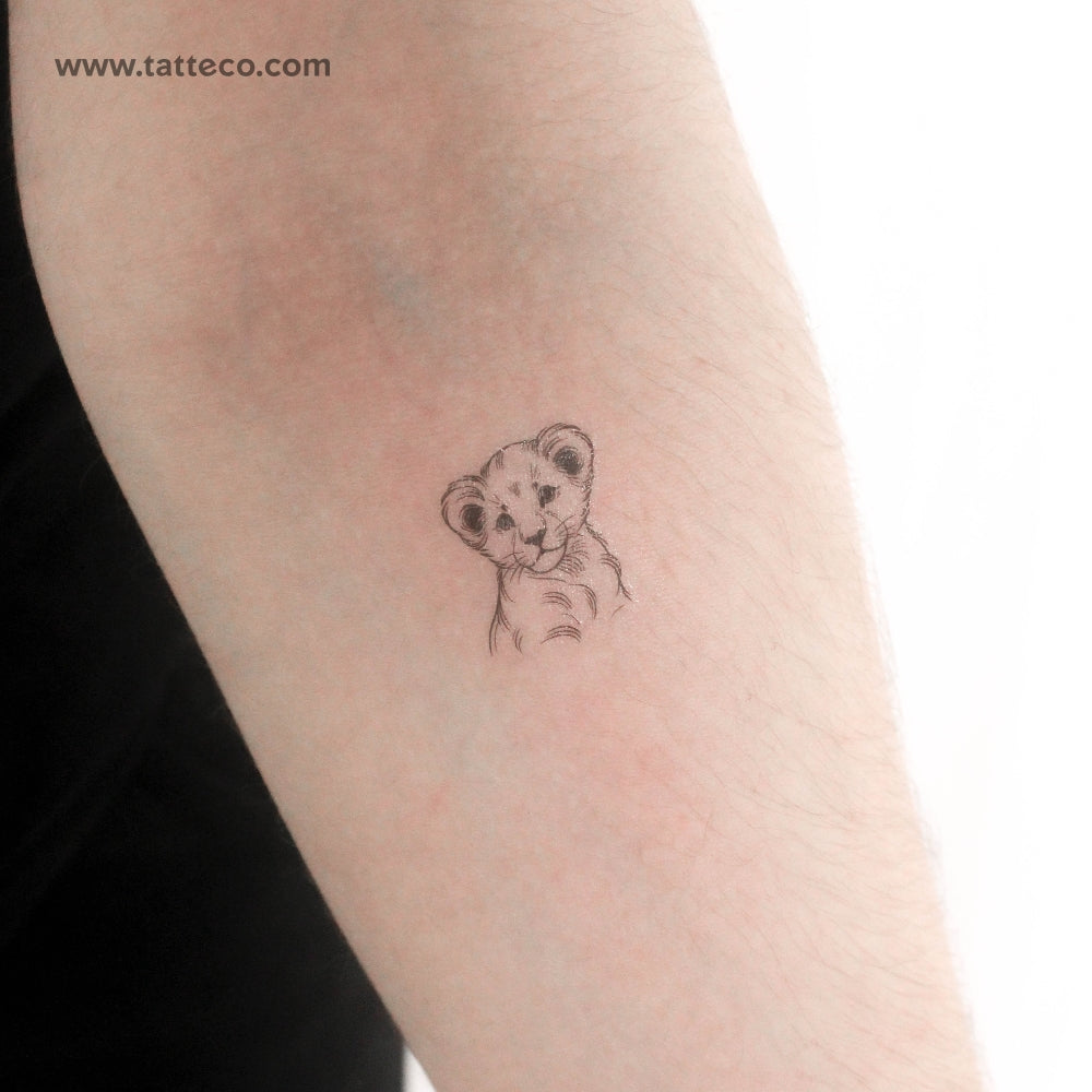 Lion Cub Temporary Tattoo - Set of 3