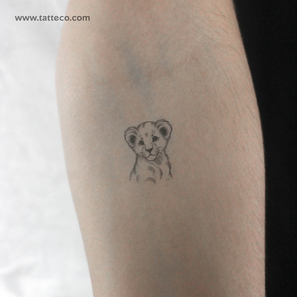 Lion Cub Temporary Tattoo - Set of 3