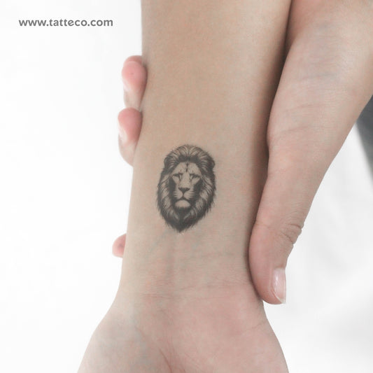 Tatuaje temporal de león negro y gris (juego de 3)