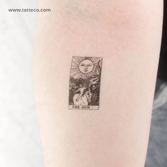 Small The Sun Tarot Card Temporary Tattoo - Set of 3