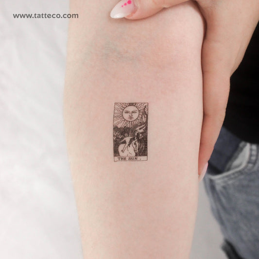 Small The Sun Tarot Card Temporary Tattoo - Set of 3