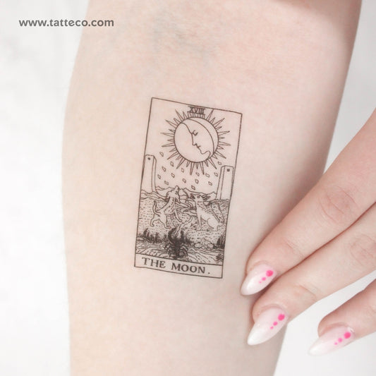 Tatuaje temporal de la carta del Tarot de la Luna - Juego de 3