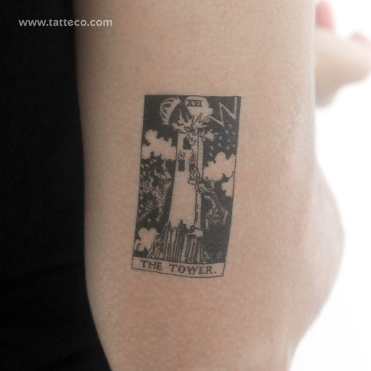 Tatuaje temporal de la carta del Tarot La Torre - Juego de 3