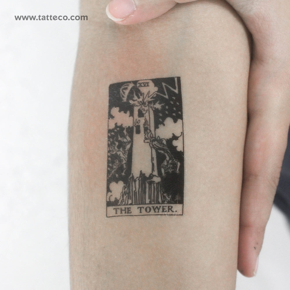 The Tower Tarot Card Temporary Tattoo - Set of 3