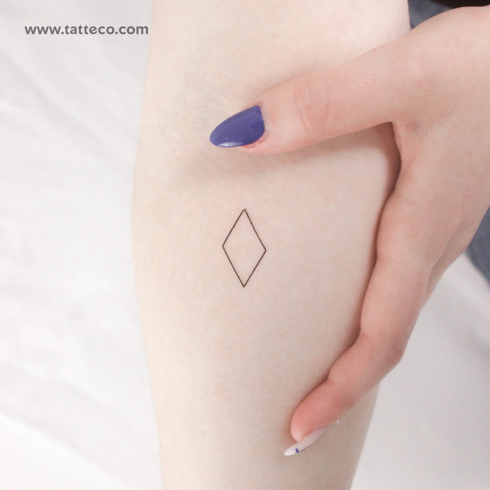 Tatuaje temporal de contorno de rombo - Juego de 3