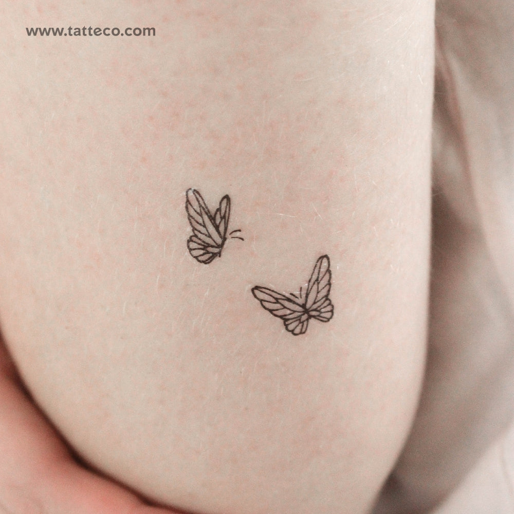 Delicate Butterfly Duo Temporary Tattoo - Set of 3