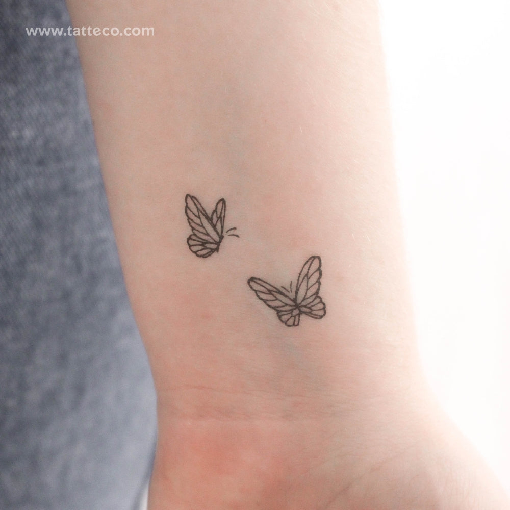 Delicate Butterfly Duo Temporary Tattoo - Set of 3