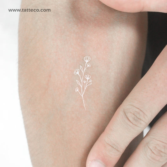 White Ink Baby's Breath Temporary Tattoo - Set of 3