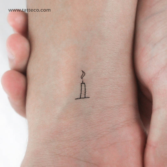 Tatuaje temporal de vela minimalista - Juego de 3