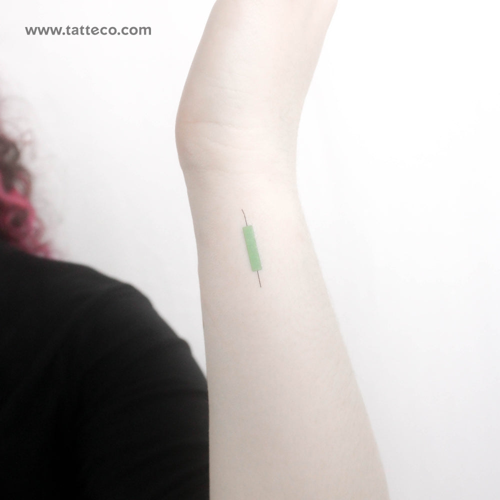 Tatuaje temporal de vela alcista (juego de 3)