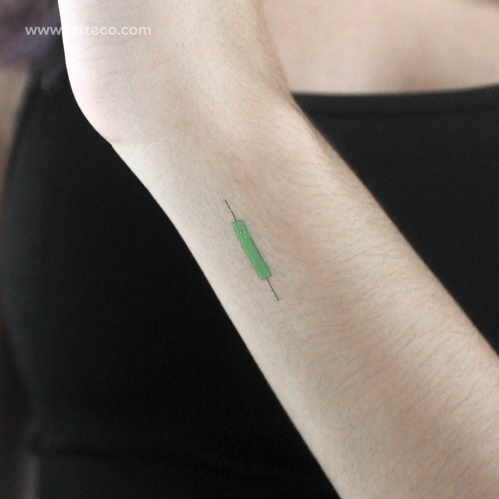 Tatuaje temporal de vela alcista (juego de 3)