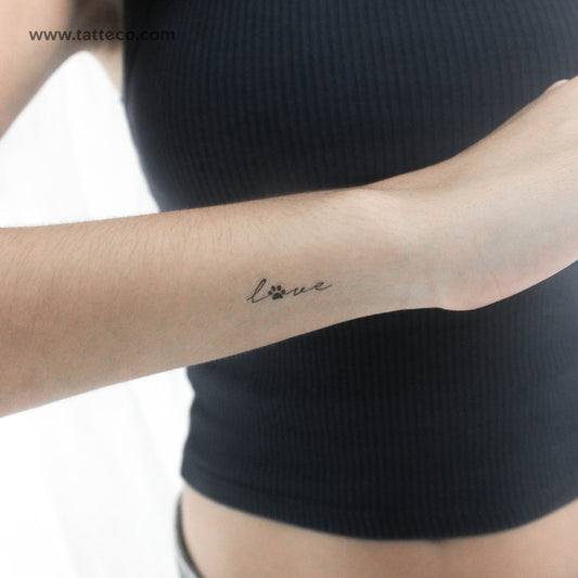 Tatuaje temporal de huella de pata de amor - Juego de 3