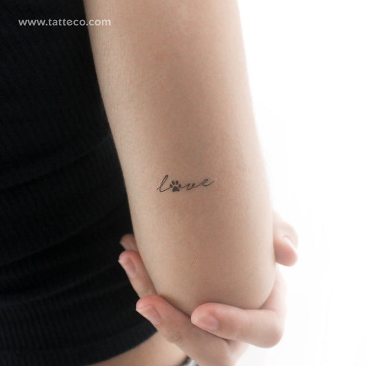 Tatuaje temporal de huella de pata de amor - Juego de 3