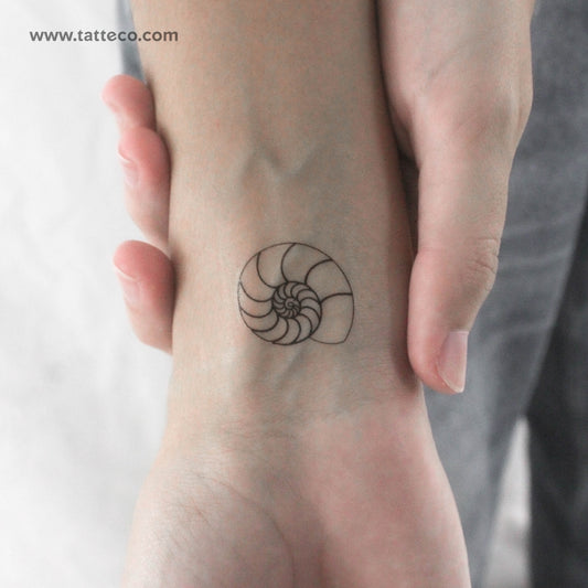 Tatuaje temporal de concha de amonita - Juego de 3