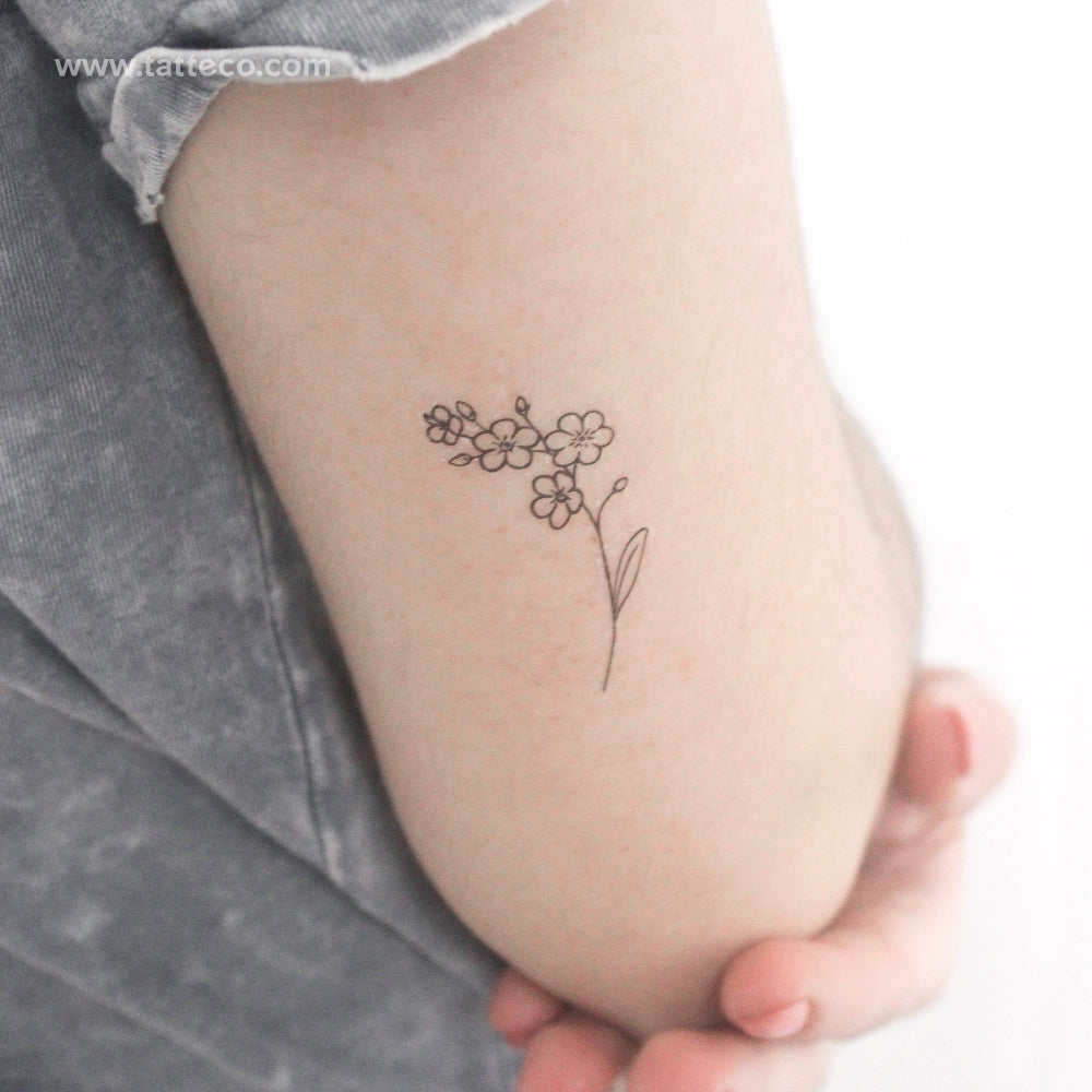 Fine Line Forget-me-not Temporary Tattoo - Set of 3
