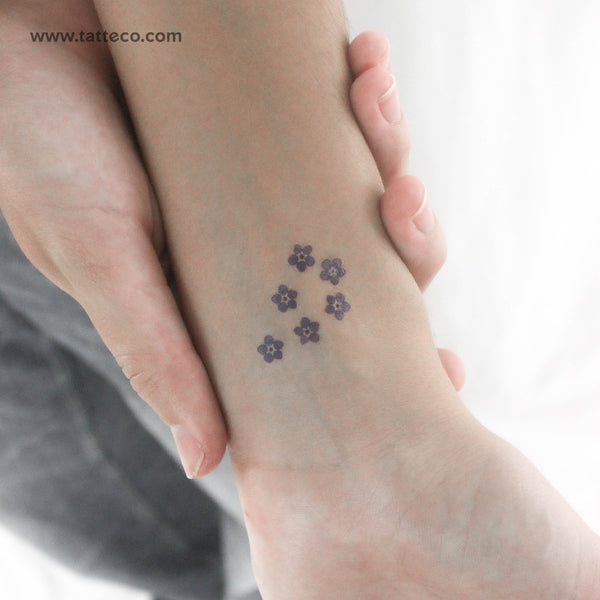 Six Forget-me-not Flowers Temporary Tattoo - Set of 3