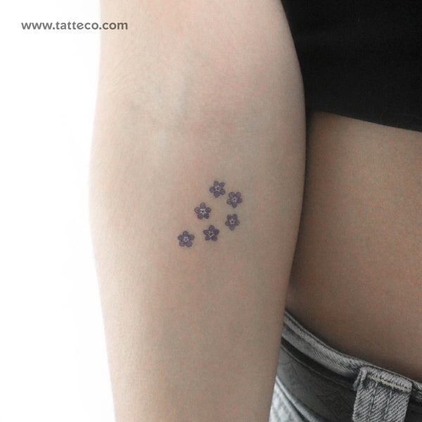 Six Forget-me-not Flowers Temporary Tattoo - Set of 3