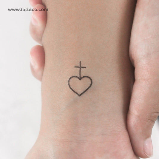 Tatuaje temporal de corazón y cruz (juego de 3)