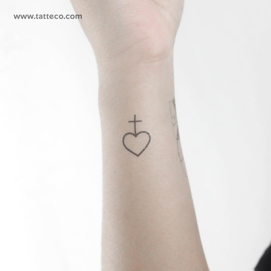 Tatuaje temporal de corazón y cruz (juego de 3)