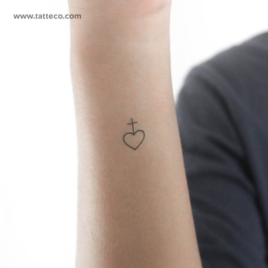Tatuaje temporal pequeño de corazón y cruz (juego de 3)