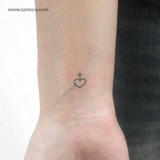 Tatuaje temporal pequeño de corazón y cruz (juego de 3)