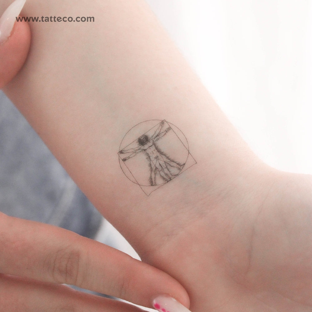 Small Vitruvian Man Temporary Tattoo - Set of 3