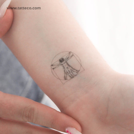 Small Vitruvian Man Temporary Tattoo - Set of 3