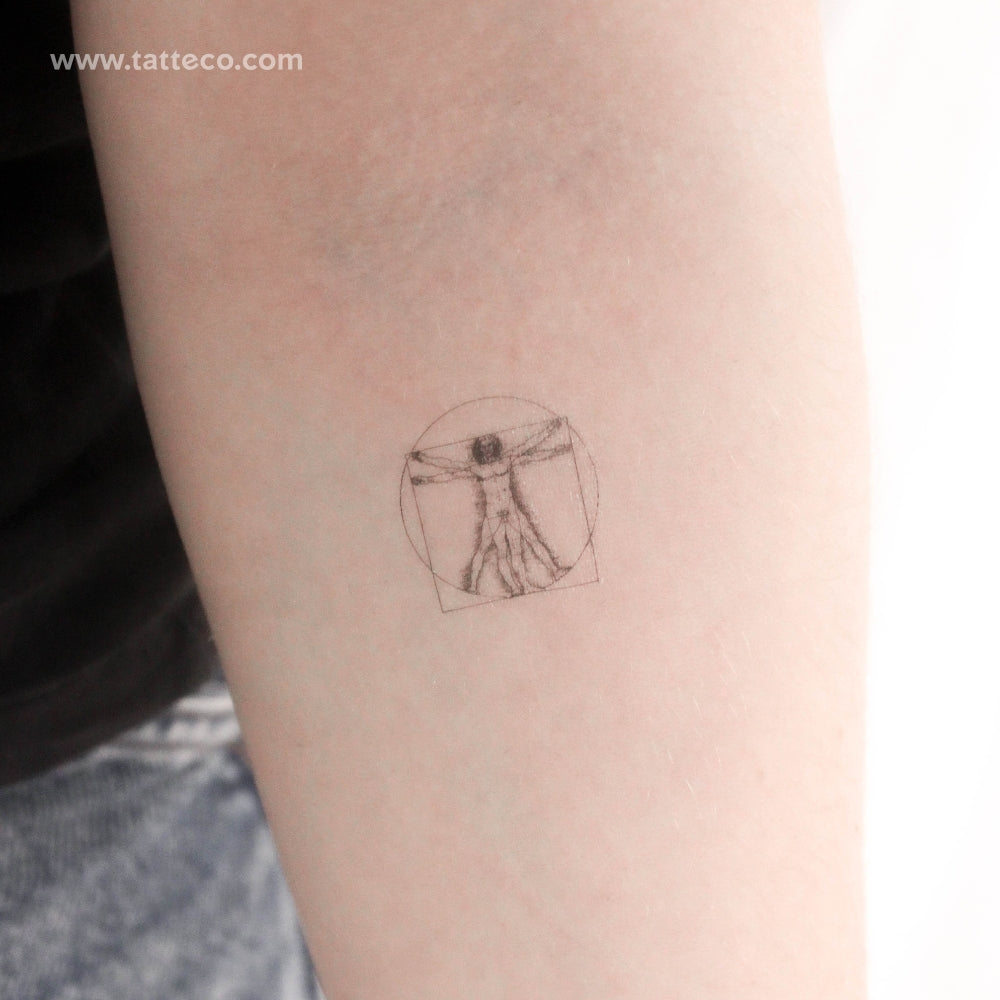 Small Vitruvian Man Temporary Tattoo - Set of 3