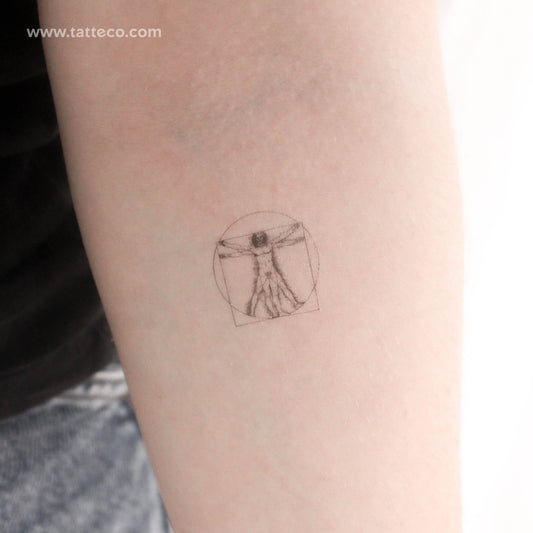 Small Vitruvian Man Temporary Tattoo - Set of 3