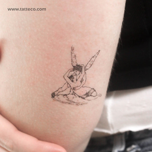Tatuaje temporal "Psique revivida por el beso de Cupido" (juego de 3)