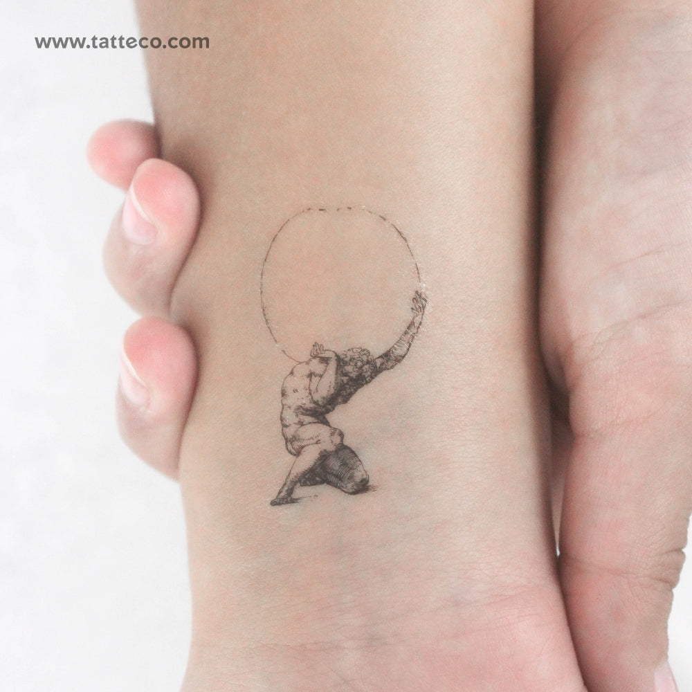Crouching Figure Of Atlas Temporary Tattoo - Set of 3