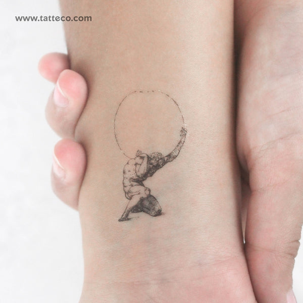 Crouching Figure Of Atlas Temporary Tattoo - Set of 3