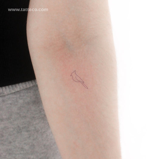 Continuous Line Blue Jay Temporary Tattoo - Set of 3