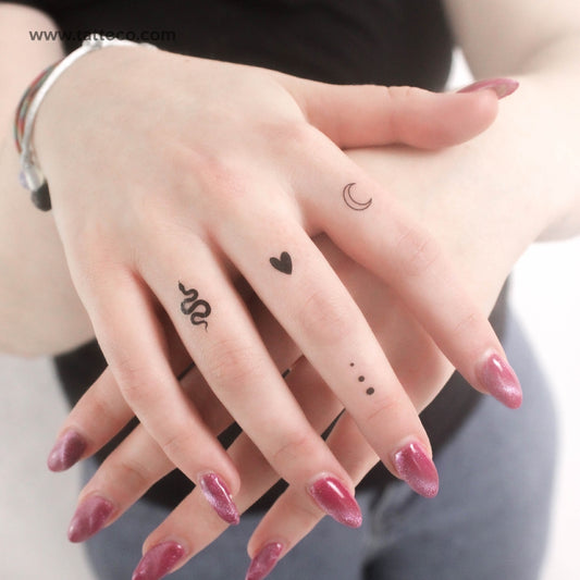 Tatuajes temporales para dedos - Juego de 4 x 3