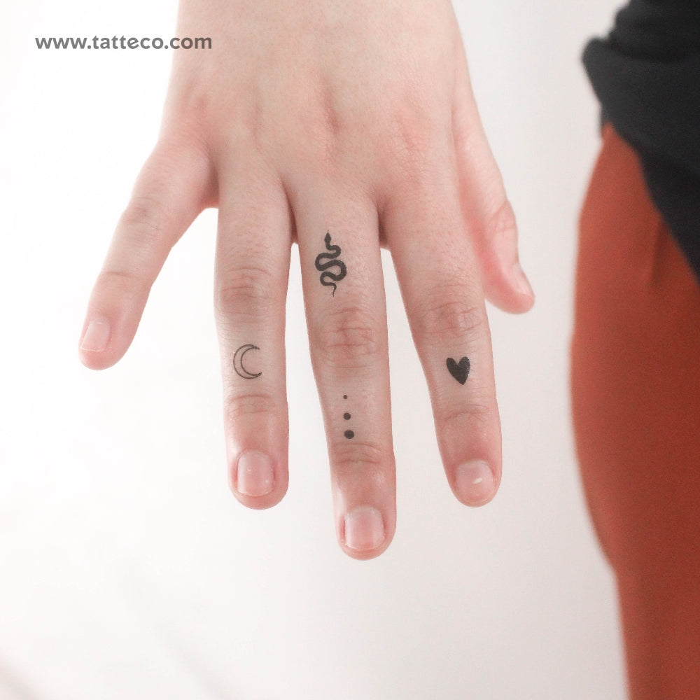 Finger Temporary Tattoos - Set of 4 x 3