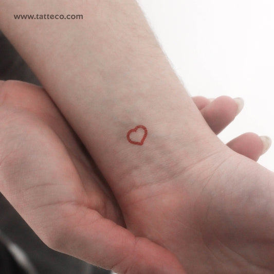 Tatuaje temporal de corazón rojo diminuto (juego de 3)