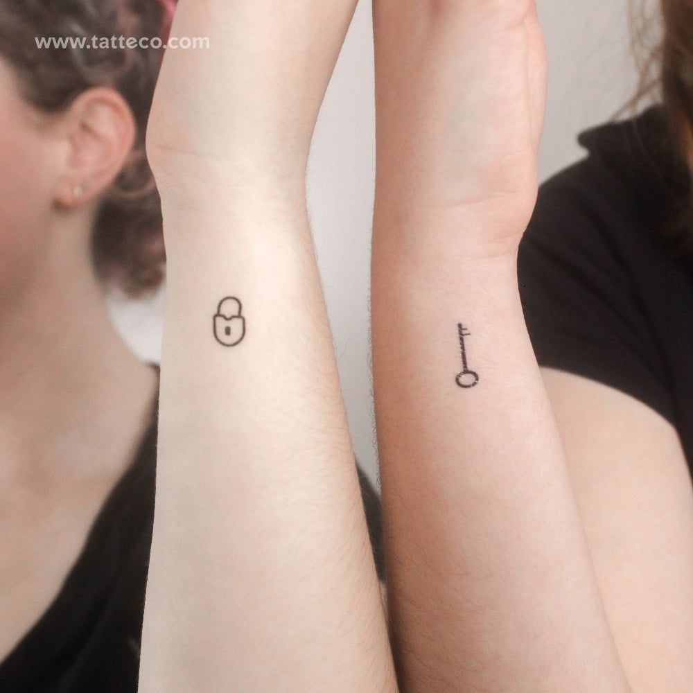 Matching Key and Padlock Temporary Tattoo - Set of 3+3