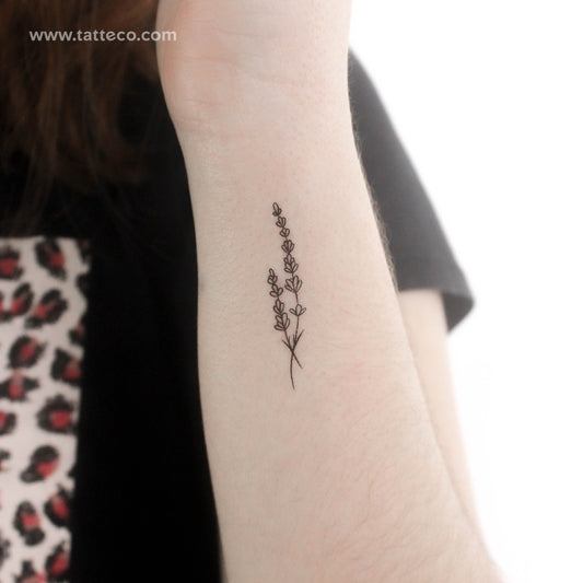 Tatuaje temporal de línea fina de lavanda - Juego de 3