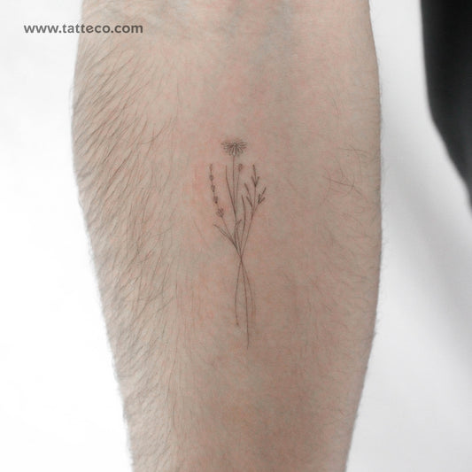 Tatuaje temporal "Ramo de flores n.º 2" de Harmlessberry - Juego de 3