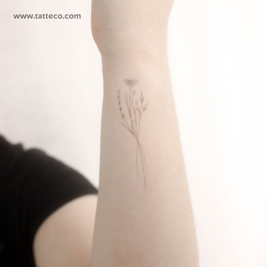 Tatuaje temporal "Ramo de flores n.º 2" de Harmlessberry - Juego de 3