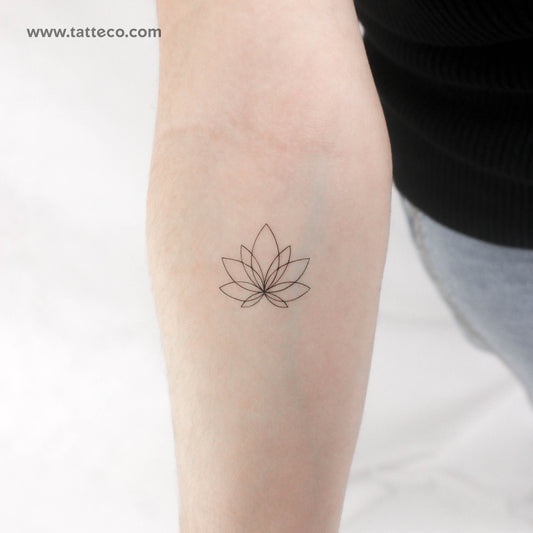 Tatuaje temporal de flor de loto de línea fina (juego de 3)