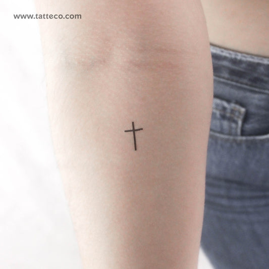 Tatuaje temporal de cruz minimalista - Juego de 3