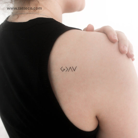 Small God is Greater Than My Highs and Lows Symbol Temporary Tattoo - Set of 3