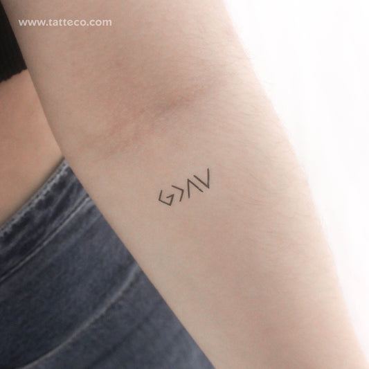 Small God is Greater Than My Highs and Lows Symbol Temporary Tattoo - Set of 3