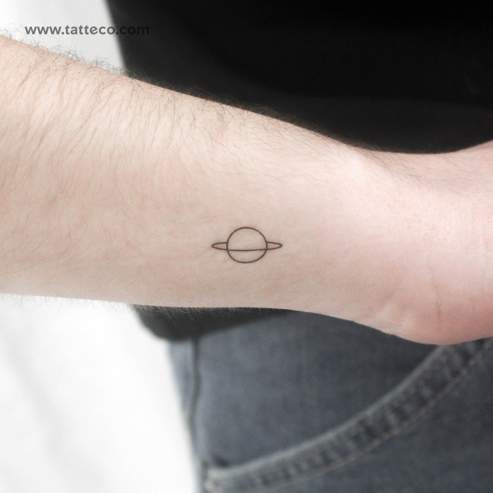 Minimalist Saturn Temporary Tattoo - Set of 3
