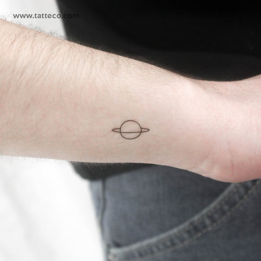 Minimalist Saturn Temporary Tattoo - Set of 3