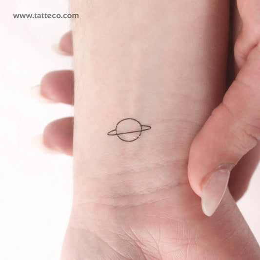 Minimalist Saturn Temporary Tattoo - Set of 3