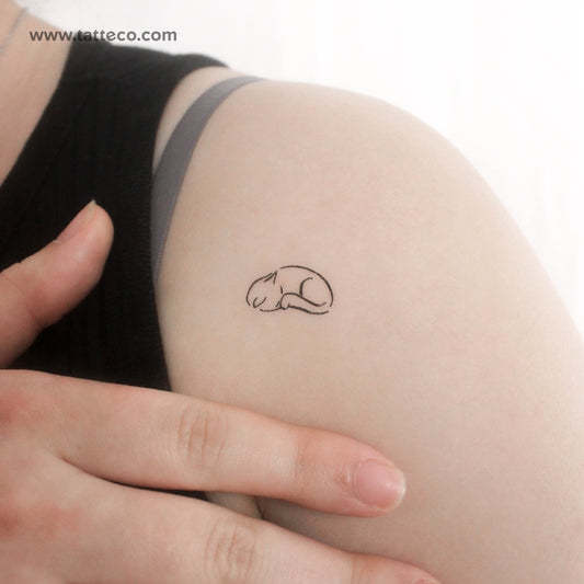 Sleepy Cat Temporary Tattoo - Set of 3